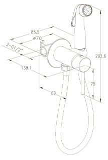 Гигиенический душ со смесителем Milardo Tidy белый 001WTR0M08