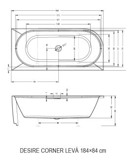 Акриловая ванна Riho Desire Corner Velvet Sparkle System B088003105 L 184x84см с аэромассажем белый матовый