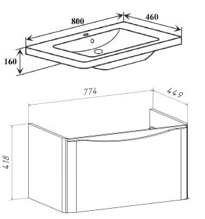 Тумба Runo Тоскана 80 темное дерево под умывальник Никсон 80 (00-00001417)