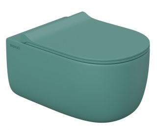 Подвесной унитаз Berges EGO XL Rimless 082141 сиденье EGO XL Slim SO тёмно-зелёный матовый