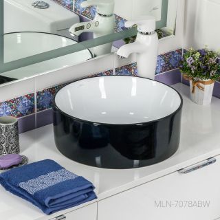 Накладная раковина Melana 7078ABW-805 41см чёрно-белый