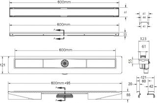 Душевой лоток Berges Wasserhaus B1 Keramik 090017 60 Матовый хром