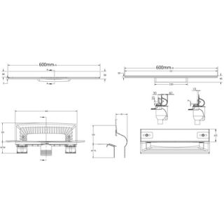 Душевой лоток Berges Wasserhaus Wall 600 090056 с решеткой Матовый хром