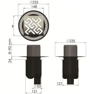 Душевой трап Berges Wasserhaus Platz Antik 090061 15x15 см