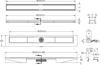 Душевой лоток Berges Wasserhaus B1 Antik 090124 60 Матовый хром