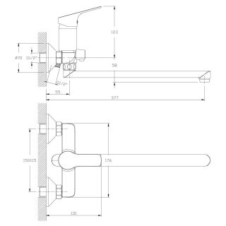 Смеситель для ванны Rossinka RS29-33 Хром
