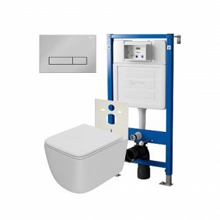 Комплект унитаза с инсталляцией Point Элемент PN48236C с сиденьем Микролифт