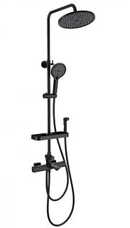 Душевая стойка Wonzon & Woghand Solid WW-C3011-A1-MB с гигиеническим душем и термостатом чёрный матовый