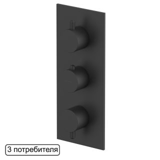 Смеситель термостат скрытого монтажа на 3 потребителя WHITECROSS Y Y1238BL чёрный матовый