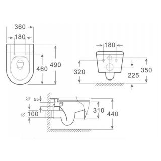 Унитаз подвесной Maretti Elena безободковый с микролифтом, EA10PBM93-844, белый