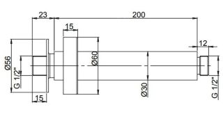 Потолочный кронштейн для верхнего душа Paini 50PZ744T620BI 20см чёрный матовый