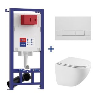 Комплект 3в1 100801427 инсталляция Lemark Peneda с кнопкой смыва Bit хром глянец унитаз подвесной безободковый Glazer торнадо белый глянец