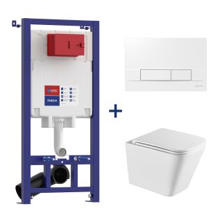 Комплект 3в1 100804418 инсталляция Lemark Peneda с кнопкой смыва Bit белый глянец унитаз подвесной безободковый Florex торнадо белый глянец