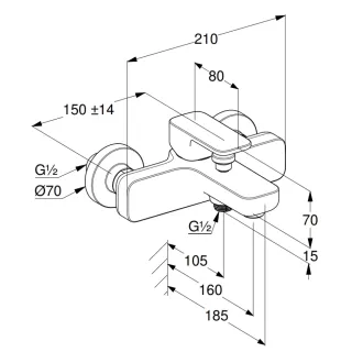 Смеситель для ванны Kludi Renon 426910575 хром