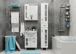 Напольная тумба под раковину Onika Кристалл 105551 с ящиком 55см белый