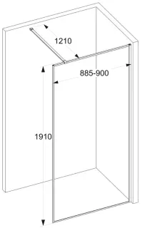 Душевая перегородка Cerutti SPA STRIP T90 90см чёрный