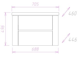 Подвесная тумба под раковину Onika Стоун 107045 70см белый/ателье тёмное