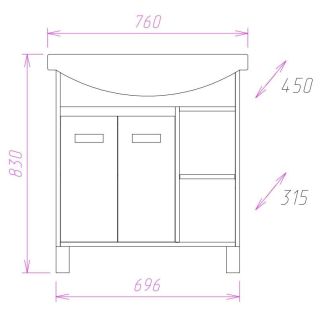 Напольная тумба под раковину Onika Гамма 107511 75см ясень шимо/венге