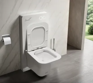Модуль-инсталляция приставная для подвесных унитазов Ceruttispa G111W из белого стекла