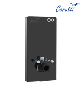 Модуль-инсталляция приставная для подвесных унитазов Ceruttispa G111B из чёрного стекла