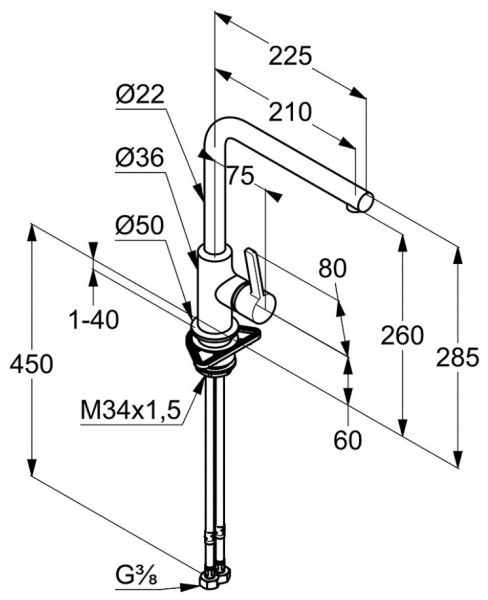 Смеситель для кухни Kludi L-Ine чёрный матовый 408033975