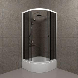 Душевой уголок Triton Грэй Щ0000066465 90x90 см профиль белый стекло тонированное