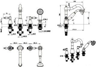 Смеситель на борт ванны Boheme Medici бронза 391