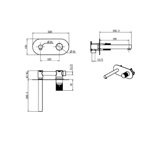 Встраиваемый смеситель для раковины Boheme Stick Spirale 125-GM.4 оружейная сталь