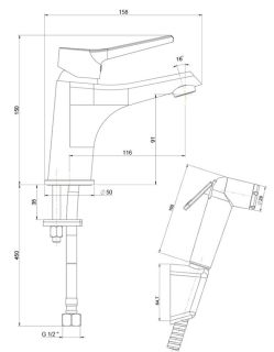 Смеситель для раковины Paini Messina MECR205/574 с гигиеническим душем хром