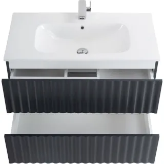 Тумба под раковину ArtMax Elegant AM-ELEGANT-900-2C-SO-GM-LED 90 см серый матовый