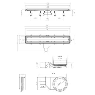Душевой лоток Pestan Confluo Premium Black Glass Line 750