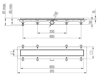 Душевой лоток Paini Line CH850LN с рамкой 85см хром глянец