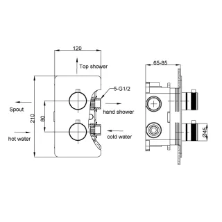 Встраиваемый смеситель для душа Boheme Cell 134-3-NB 3-х проходной термостатический никель брашированный