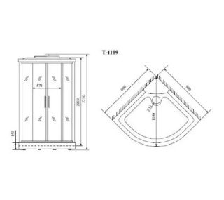 Душевая кабина Timo Standart T-6609BF Black Fabric 90x90см