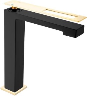 Смеситель для накладной раковины Boheme Q чёрный/золото 142-BG