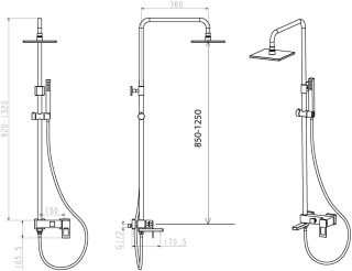 Душевая стойка Boheme Q золото/красный 148-GR