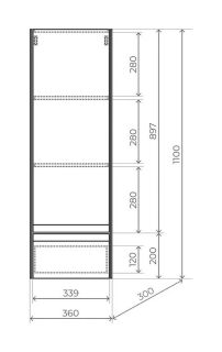 Пенал подвесной Style Line Лима ЛС-00002347 35 см графит