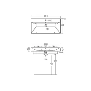 Раковина Kludi Resa 59WW10153 100 см белый матовый