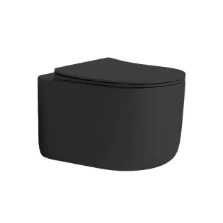 Подвесной унитаз Boheme Flow 969-SET-B безободковый смыв торнадо чёрный матовый