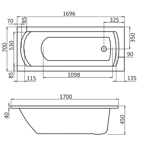 Santek Монако 170х70 прямоугольная белая 1WH111979