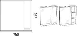 Зеркало-шкаф с подсветкой Corozo Лорена правый 75см лайн SD-00000297