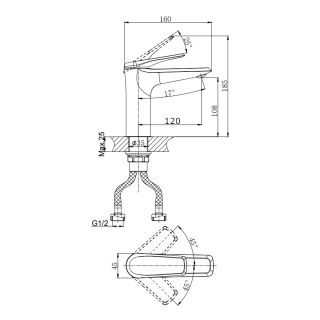 Смеситель для умывальника,бронза RUSH Nevis (NE1735-12bronze )