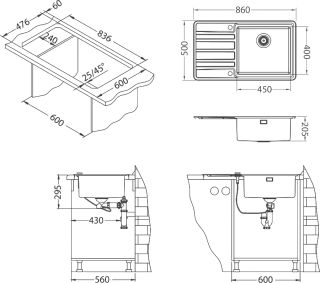 Кухонная мойка Alveus Rando 1131208 R 86х50 см