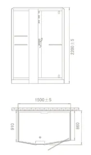 Душевая кабина Orans SR-89102LS 89102LBLH 150x100 см профиль чёрный стекло прозрачное
