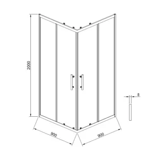 Душевой уголок Timo T40 90x90 см чёрный