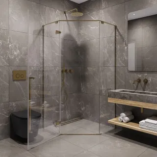 Душевой уголок Timo T68 90x90 см золото матовое