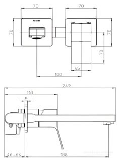 Встраиваемый смеситель для раковины Bossini Aki Z00731.073 чёрный матовый