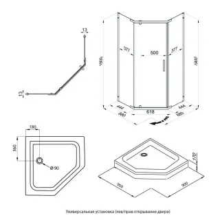 Душевой уголок Triton Дека Щ0000053610 90x90 см профиль хром стекло прозрачное