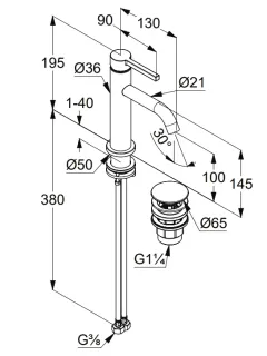 Смеситель для раковины Kludi Nova Fonte Pura 20288N215 сталь оружейная брашированная