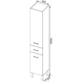 Пенал Aquanet Верона 187316 L с бельевой корзиной 35 см белый